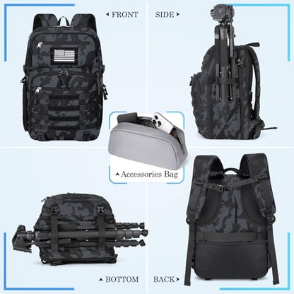 SDYSM Waterproof Camera Backpack 15.6 Inch,Camera Bags for Photographers - color: Camouflage Blue