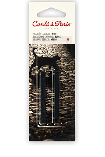 Conté à Paris Sketching Carré Crayons, 2 Pack, Black HB (2460 / HB) - style: Black HB