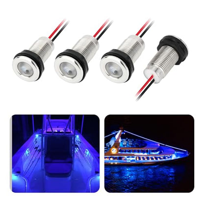 Marine LED Boat Interior Lights, 12V-24V, 4PCS Blue, IP68 - color: BLUE