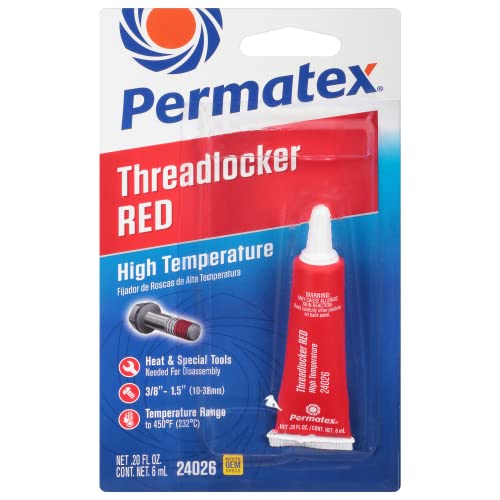 Permatex 24026 High Temperature Threadlocker Red, 6 ml - size: 6 ml, style: Liquid - High Temperature