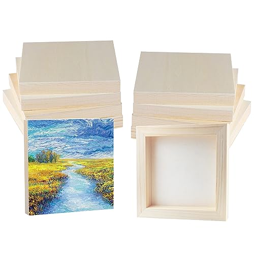 Square Wooden Canvas Painting Board Wood Canvas Panels 10 Pcs - size: 6inch
