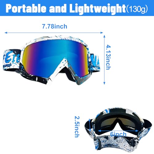 ATV Goggles Dirt Bike Goggles Motorcycle Motocross Offroad Racing - color: Blue Graffiti Frame+colorful Lens