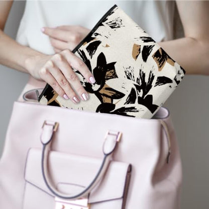 Boho Makeup Bag, Tropical Leaf Floral Cosmetic Bag Makeup Organizer Pouch - color: AbstractArt02
