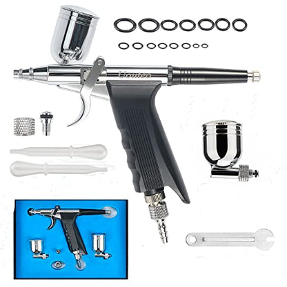 Uouteo Airbrush Trigger Gun with 0.3 mm Needles 7 CC & 10 CC Cup - color: 166TH 0.3mm Airbrush Kit