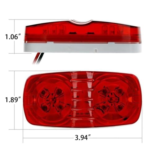 NEW SUN® Red Trailer RV Marker Light, 10 High-intensity LED, 4x2, 12 Pcs - color: 12*Red