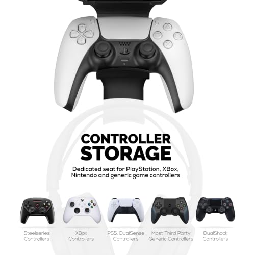 BRAINWAVZ Under Mount Game Controller & Headset Hanger for SteelSeries Arctis Nova Pro Wireless, Nova Elite & Pro Omni + Base Station Dock - Easy Install with Screws or VHB Tape - color: UM03