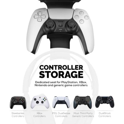 BRAINWAVZ Under Mount Game Controller & Headset Hanger for SteelSeries Arctis Nova Pro Wireless, Nova Elite & Pro Omni + Base Station Dock - Easy Install with Screws or VHB Tape - color: UM03