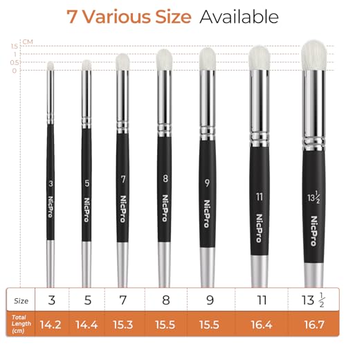 Nicpro Dry Brush Miniature Painting, 7 Sizes Drybrush with Storage Case