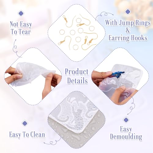 Elecrelive 2Pcs Animal Epoxy Resin Mold Cat Earring Pendant Silicone Molds - color: Clear-Cat