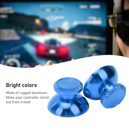 Pomya Thumbsticks for Controller, 2Pcs Metal Thumb Grip Replacement for Handheld Game Console, Aluminum Alloy Analog Thumb Sticks Accessories (Blue) - color: Blue