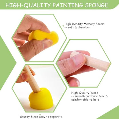 60 Pcs Round Paint Sponges Set, 5 Sizes Sponge Brushes for Painting - style: 60 Pcs Yellow