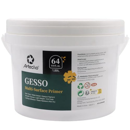 Artecho Gesso 64oz / 1.89L & 32 PCS Paint Brushes for Acrylic Painting