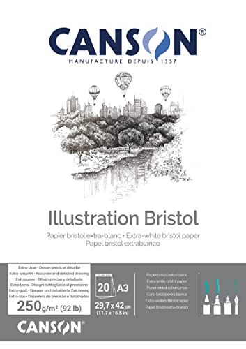 CANSON Illustration Bristol A3 250gsm 20 Sheets Bristol Pad - size: A3 - 29.7x42cm