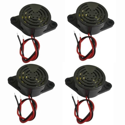 DC 3-24V Electronic Buzzer Alarm Sounder Continuous Beep 4Pcs (Black) SFM-27-I