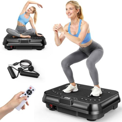 Bigzzia Vibration Plate Exercise Machine for Lymphatic Drainage & Fitness - color: black