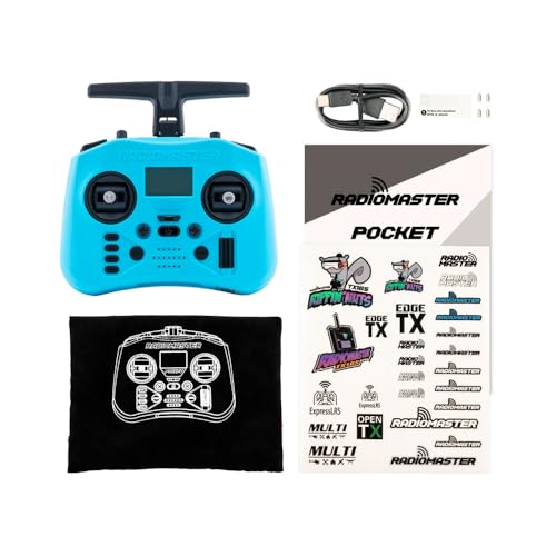 Radiomaster Pocket ELRS Remote Controller Portable Hall Gimbal EdgeTX 2.10.5 Transmitter with LED Light for FPV Drone/RC Helicopter&Car Boats&Multirotor (Battery Not Included) - color: Blue