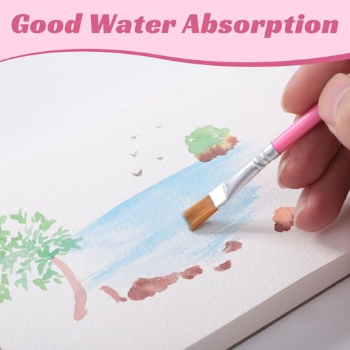 Watercolor Paper Pad 4x6 Inch, 30 Sheets 140 lb Cold Press with 2 Brushes - size: 4x6 Inch