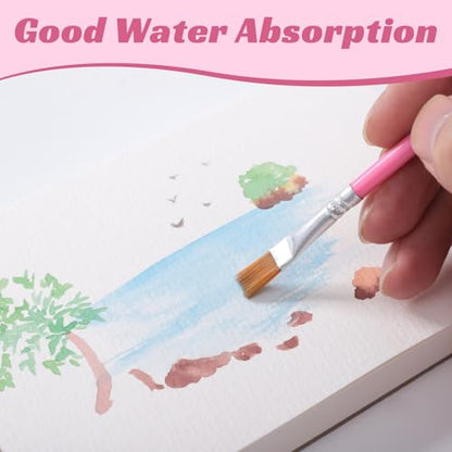 Watercolor Paper Pad 4x6 Inch, 30 Sheets 140 lb Cold Press with 2 Brushes - size: 4x6 Inch