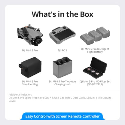 DJI Mini 5 Pro Fly More Combo With DJI RC 2, 1-Inch CMOS - style: DJI Mini 5 Pro Fly More Combo (DJI RC 2)