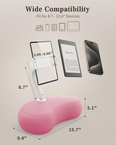 SAIJI Kindle Pillow Stand for Bed – iPad & Tablet Holder (Pink) - color: Pink
