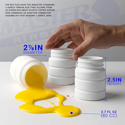 Master Airbrush Pack of 10, TB-006 Empty 2.7 oz. (80cc) Plastic Jar Bottles - size: 2.7oz - Plastic - 30°