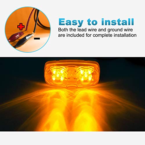 Partsam 10x Double Bubble Bullseye LED Marker Light, [DOT Approved] 2x4 Rectangle Amber 10 LED Tiger Eye Trailer RV Camper Truck Clearance Lights Indicators Surface Mount 12V