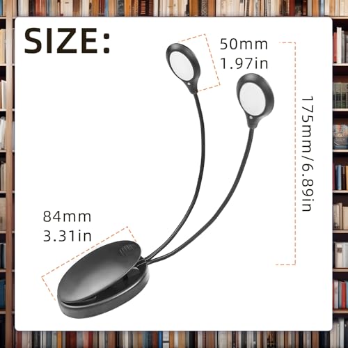 Flylin 8 LED Music Stand Light, Dual Arm 3 Brightness Levels Black Battery