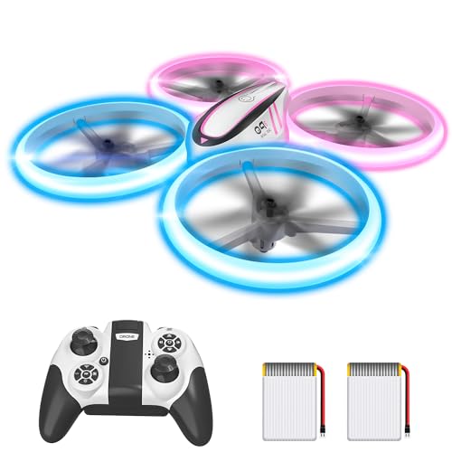 Q9s Drones for Kids,Cool RC Drone with Altitude Hold and Headless Mode,Hobby Quadcopter with Blue&Pink Light,2 Batteries and Remote Control,Birthday and Xmas Gifts Toys for Boys and Girls,Pink - color: Pink