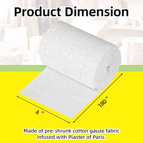 4'' x 180'' Plaster Cloth Gauze Bandages Rolls, 6 Pack 500gsm Plaster Strip - size: 4 * 180 6 Pack