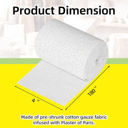 4'' x 180'' Plaster Cloth Gauze Bandages Rolls, 6 Pack 500gsm Plaster Strip - size: 4 * 180 6 Pack