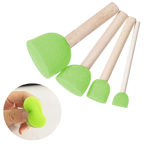 WAFJAMF 40 Pcs Round Sponges Brush Set 4 Sizes DIY Painting Tools Green - color: Green