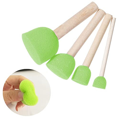 WAFJAMF 40 Pcs Round Sponges Brush Set 4 Sizes DIY Painting Tools Green - color: Green