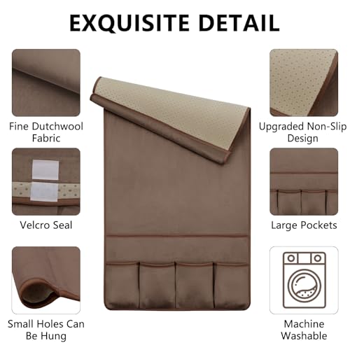 Remote Control Holder for Armchair Caddy, Remote Holder with 5 Pockets - color: Brown, size: 35"x18"