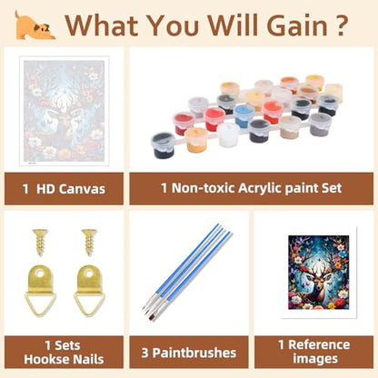 Reivworl Deer Paint by Numbers Kit for Adults Beginner 16×20 inch - color: 01-deer