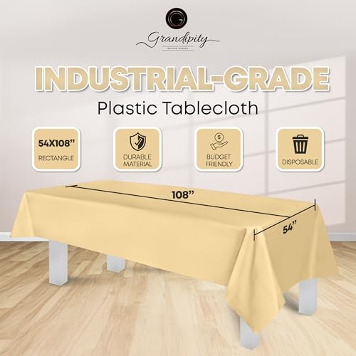 Grandipity Plastic Table Cloth Disposable 12 Pack 54” x 108” Rectangle - color: Ivory, size: 54in. x 108in. Rectangle