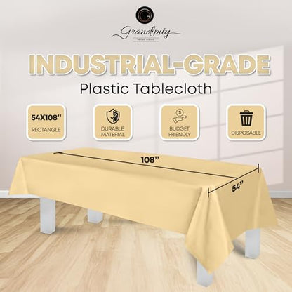 Grandipity Plastic Table Cloth Disposable 12 Pack 54” x 108” Rectangle - color: Ivory, size: 54in. x 108in. Rectangle