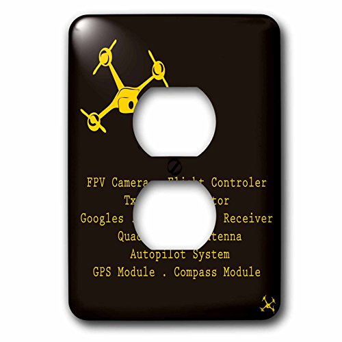 3dRose lsp_179979_6 Black And Yellow Drone with Diy Accelerometer Gyroscope Brushless Motor Gps - 2 Plug Outlet Cover