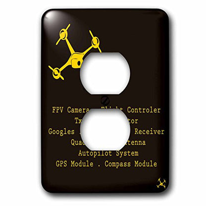 3dRose lsp_179979_6 Black And Yellow Drone with Diy Accelerometer Gyroscope Brushless Motor Gps - 2 Plug Outlet Cover