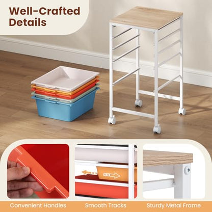RELAX4LIFE 5-Drawer Rolling Storage Cart w/Lockable Wheels(Macaron) - color: Macaron, size: 25”H