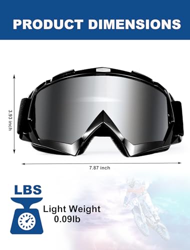 2Pcs Dirt Bike Goggles Motocross Motorcycle ATV MX Riding Goggles - color: Grey+clear