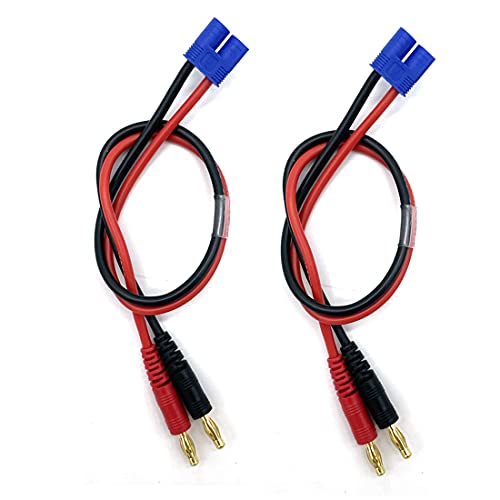 FLY RC 2Pack EC3 Connector Male to 4mm Banana Bullet Plug 14AWG Silicone Battery RC Balance Charge Cable Lead Adapter - style: 2 Pcs EC3 charge cable