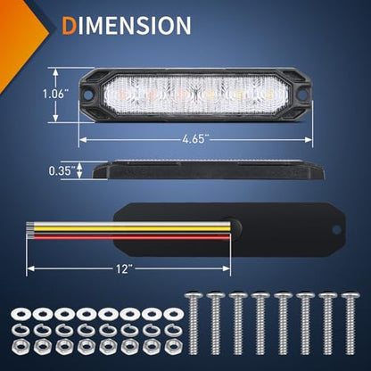 Nilight 6LED Emergency Strobe Lights 4PCS Ultra Slim Surface Mount Hazard Caution Light bar 12-24V Sync Feature Warning Flashing Light kit for Truck Car Vehicle ATV SUV UTV Purple and White - color: Purple and White