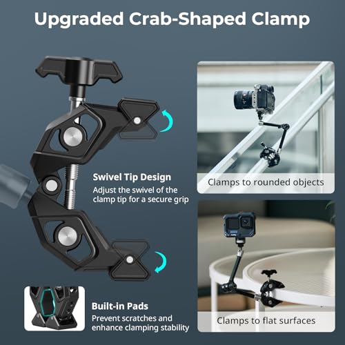 SMALLRIG 12.9 Inches Magic Arm Clamp, with 1/4 Screw & Anti-Deflection Pin