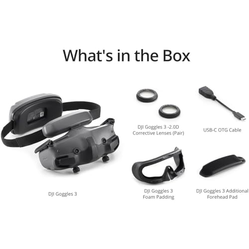 DJI Goggles 3 FPV Goggles with Micro-OLED Screens, O4 HD Video Transmission, Adjustable Diopters, Real View PiP, Wireless Streaming Bundle with Lens Cleaning Kit