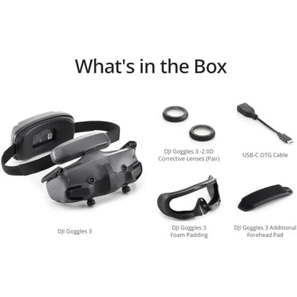 DJI Goggles 3 FPV Goggles with Micro-OLED Screens, O4 HD Video Transmission, Adjustable Diopters, Real View PiP, Wireless Streaming Bundle with Lens Cleaning Kit