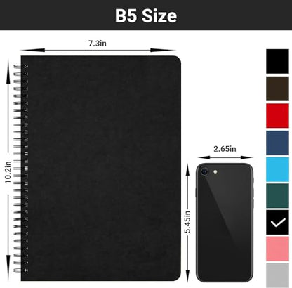 EUSOAR Graph Paper Notebook, B5 6Packs 7.3"x10.2" 120 Pages Graphing Paper Notebook Journals, Spiral Graph Grid PaperComposition Notebook for Math Science Engineering Artist Drawing-Black - size: B5, style: Graph