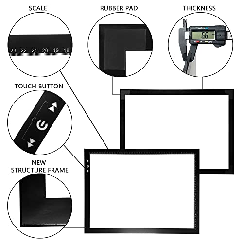 HSK A3 LED Artist tracing Light Box Copy Table, Adjustable High Brightness Light Pad for Tatto Drawing, Sketching, Animation,Diamond Painting Accessories - size: 11.7 x 16.5 inches