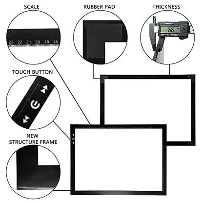 HSK A3 LED Artist tracing Light Box Copy Table, Adjustable High Brightness Light Pad for Tatto Drawing, Sketching, Animation,Diamond Painting Accessories - size: 11.7 x 16.5 inches