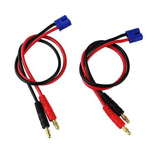 2pcs EC3 Male Connector to 4mm Banana Plugs Battery Charger Lead Adapter Silicone Cable 14awg 30cm 11.8inch(Pack of 2)