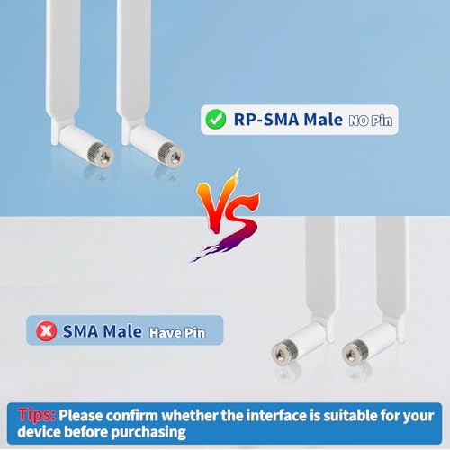 Superbat High Gain 12dBi Dual Band WiFi Antenna 2.4GHz/5GHz 5.8GHz Omnidirectional RP-SMA Antenna White for Router, Wireless Access Point, Security Cameras 2-Pack - color: white